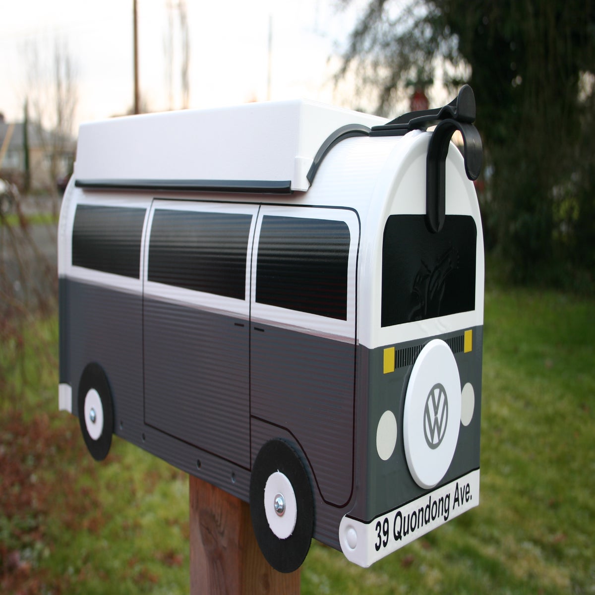 Gray Two Tone Bay Window Volkswagen Camper Bus Mailbox by TheBusBox ...