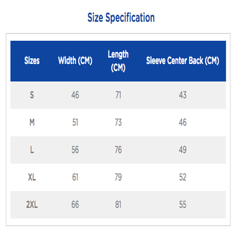 assc size chart tee