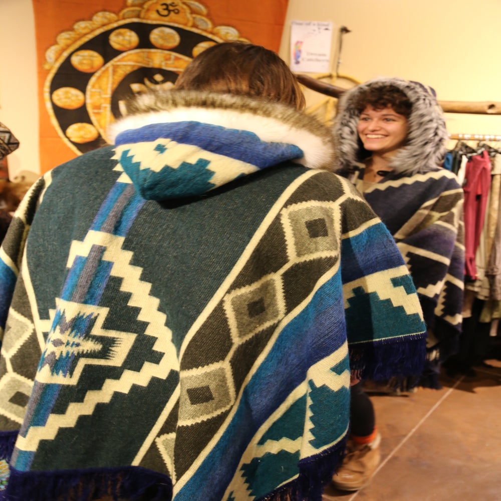 Aztek Ecuador Blanket Cape with Fur Fringe / Bolli Bears by Bolli Imports