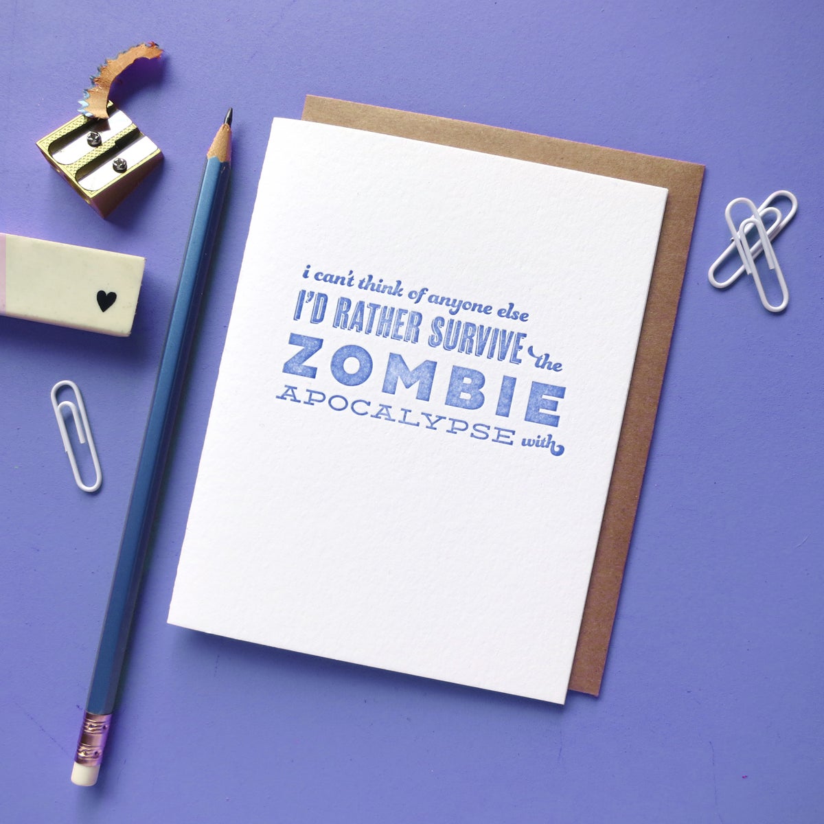 fancy seeing you here — zombie pickup line letterpress card