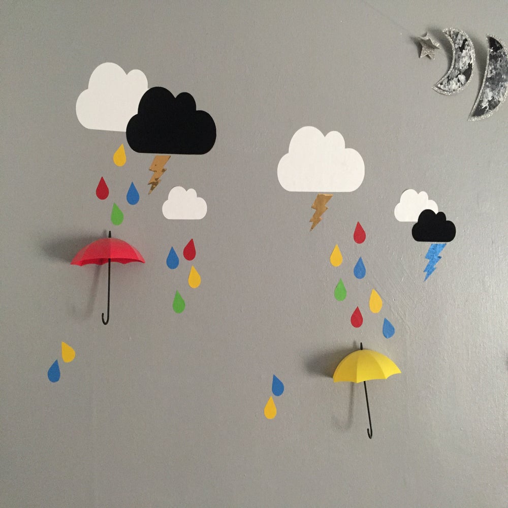 Weather wall decals - snowflakes, clouds, raindrops and lightening ...