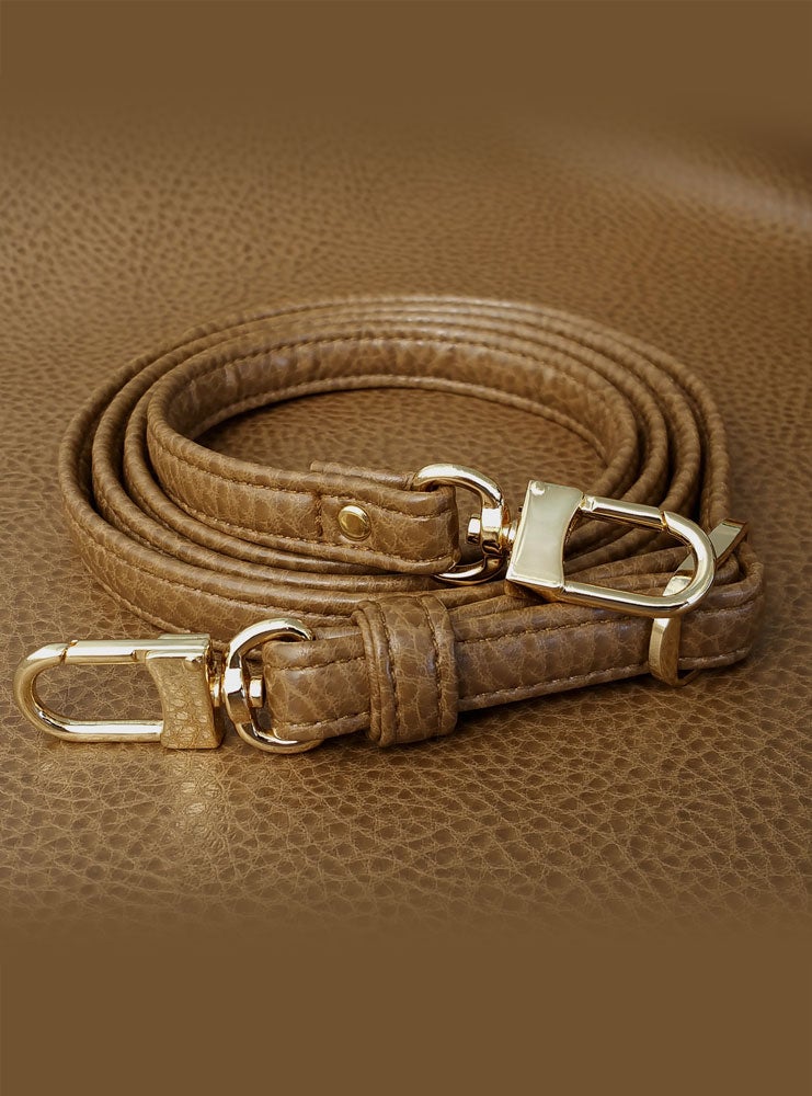 TAN Premium Faux Leather Purse Strap - 1/2&quot; Wide - Gold or Nickel #16LG Hooks - Choose Length ...