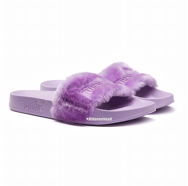 Buy Puma Fenty Fur Slides Purple Puma Suede Velcro