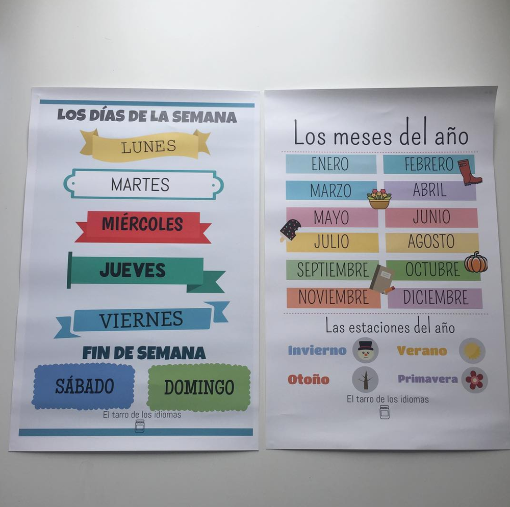 Image of Póster Días de la semana + Meses del año y estaciones