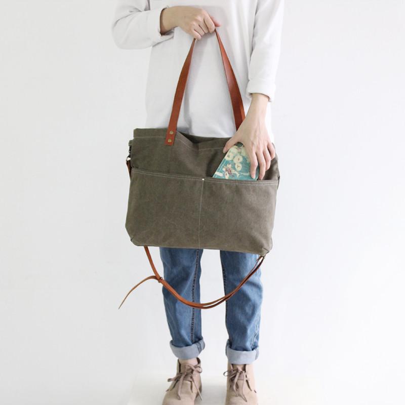 MoshiLeatherBag - Handmade Leather Bag Manufacturer — Waxed Canvas with Leather Women Tote Bag ...