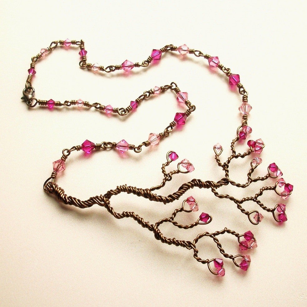 Jen's Gems — Hand Twisted Tree Necklace in Cherry Blossom