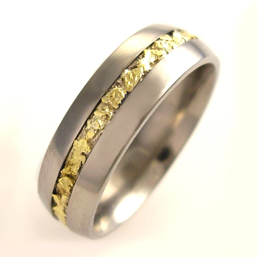 Doug Peterson Jewelers Unique Anium Band With Gold Nuggets Image Of Unique Anium Band With Gold Nuggets