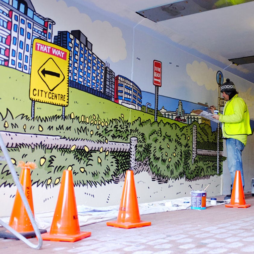 Newcastle Productions — Tea towels Newcastle Productions — Newcastle Beach Tunnel Mural ...