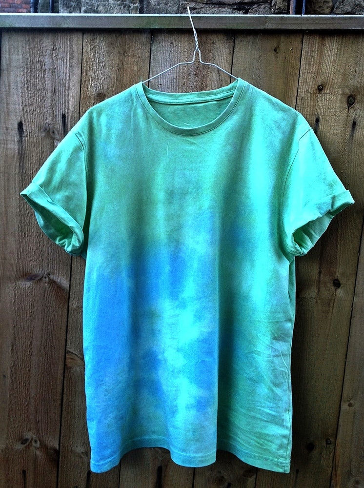 Wonderland Apparel — Blue and Green Tie Dye Short Sleeved T-Shirt