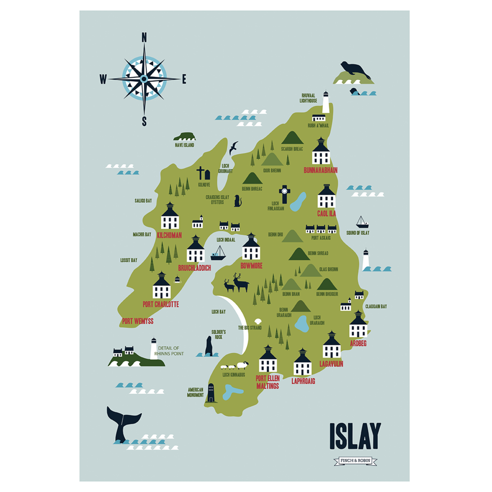 Printed Map of The Isle of Islay  Kate McLelland